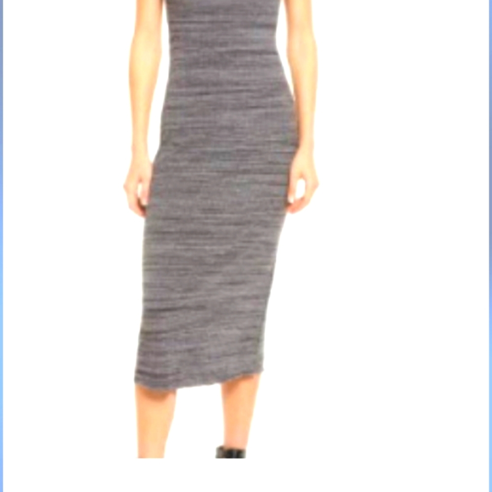 Reformation Jeans Perry Rib Midi Dress. Charcoal.  Size Xlarge